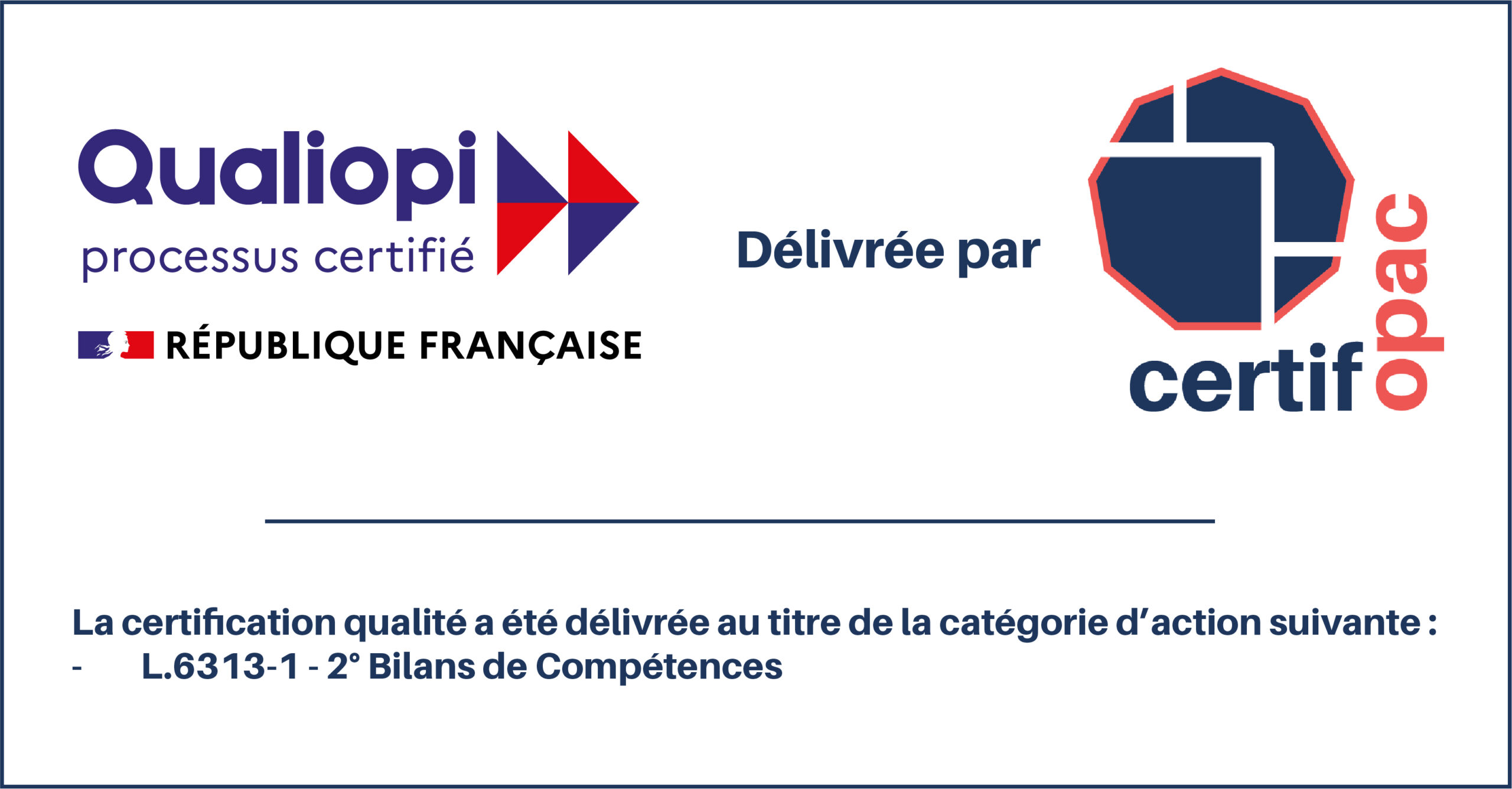 Certification Qualiopi - Organisme de formation certifié par France Compétences